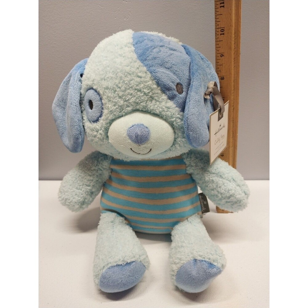 Hallmark Cuddly Puppy Plush Blue Baby Lovey 10" Sewn Eyes NWT Gift - Picture 16 of 16